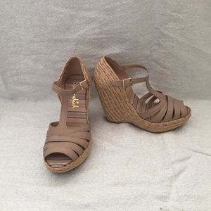 Splendid Platform Sandals with Straw Heel & Strap